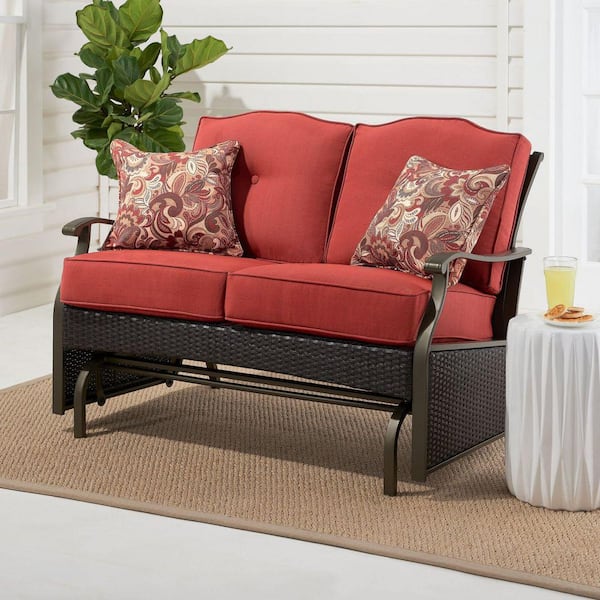 Cubilan 48 in. Red 2-Person Providence Steel Outdoor Metal Glider with Cushion