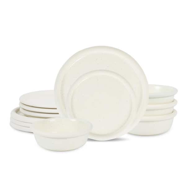 STONE LAIN Capri 12-Piece White Stoneware Dinnerware Set (Service for 4)
