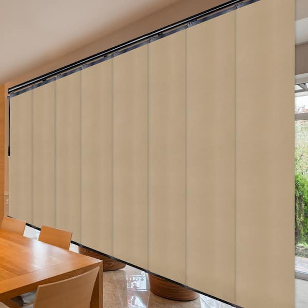 EMOH Ivoreen 130 in. to 175 in. W x 94 in. L Adjustable 8-Panel Double Rail Panel Track with 23.5 in. Slates in Black