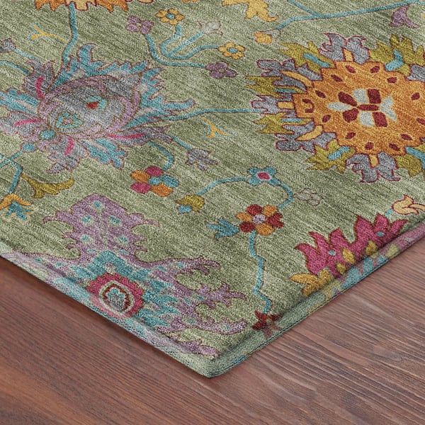 Mayfield Premium Machine Washable Abstract AMF2288 Aloe 10 ft. x 14 ft. Area Rug