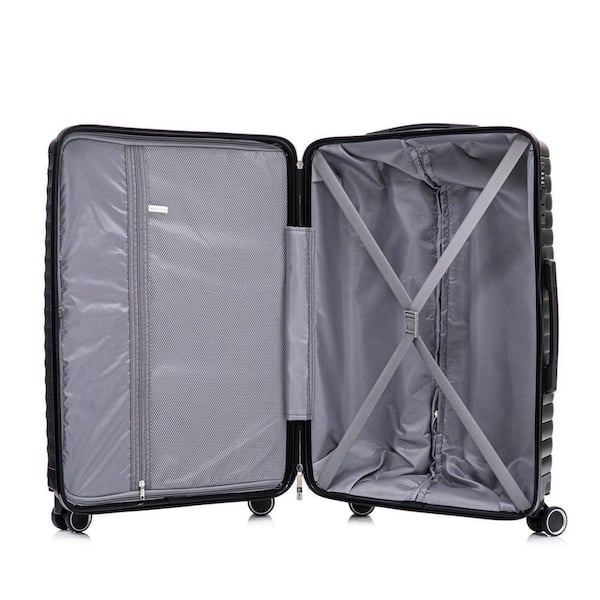 INNOBULE 4 Pcs Black Polypropylene Hardside Spinner Wheels Luggage