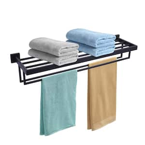32 In Square Towel Rack Wall Mounted in Matte Black