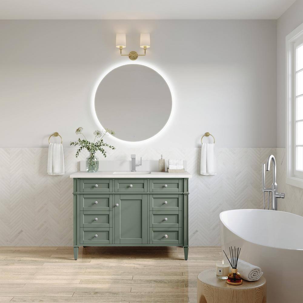 Brittany 48.0 in. W x 23.5 in. D x 33.8 in. H Bathroom Vanity in Smokey Celadon with White Zeus Silestone Quartz Top price history on PriceWatchPro