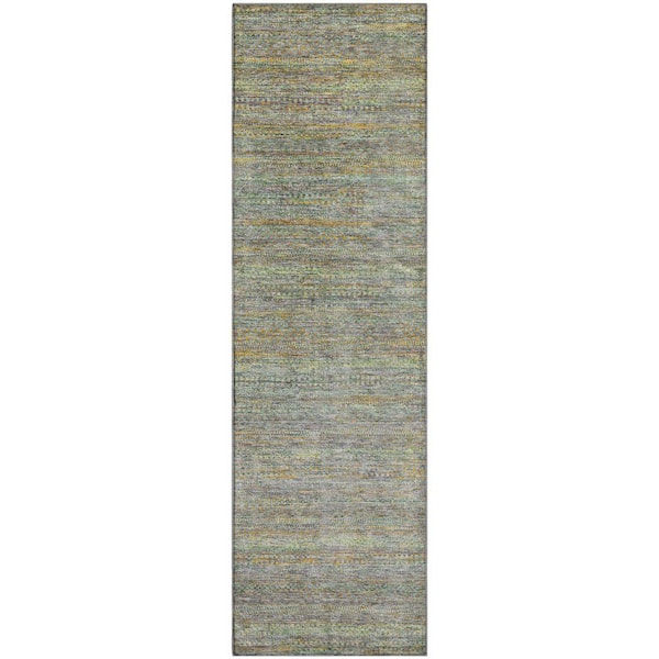 Mayfield Premium Machine Washable Abstract AMF2148 Gray 2 ft. x 7 ft. Runner Rug