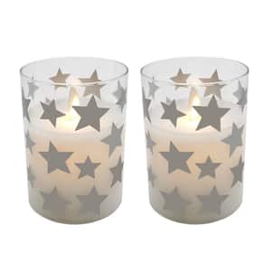 Silver Stars Battery Operated LED Candles (2-Count)