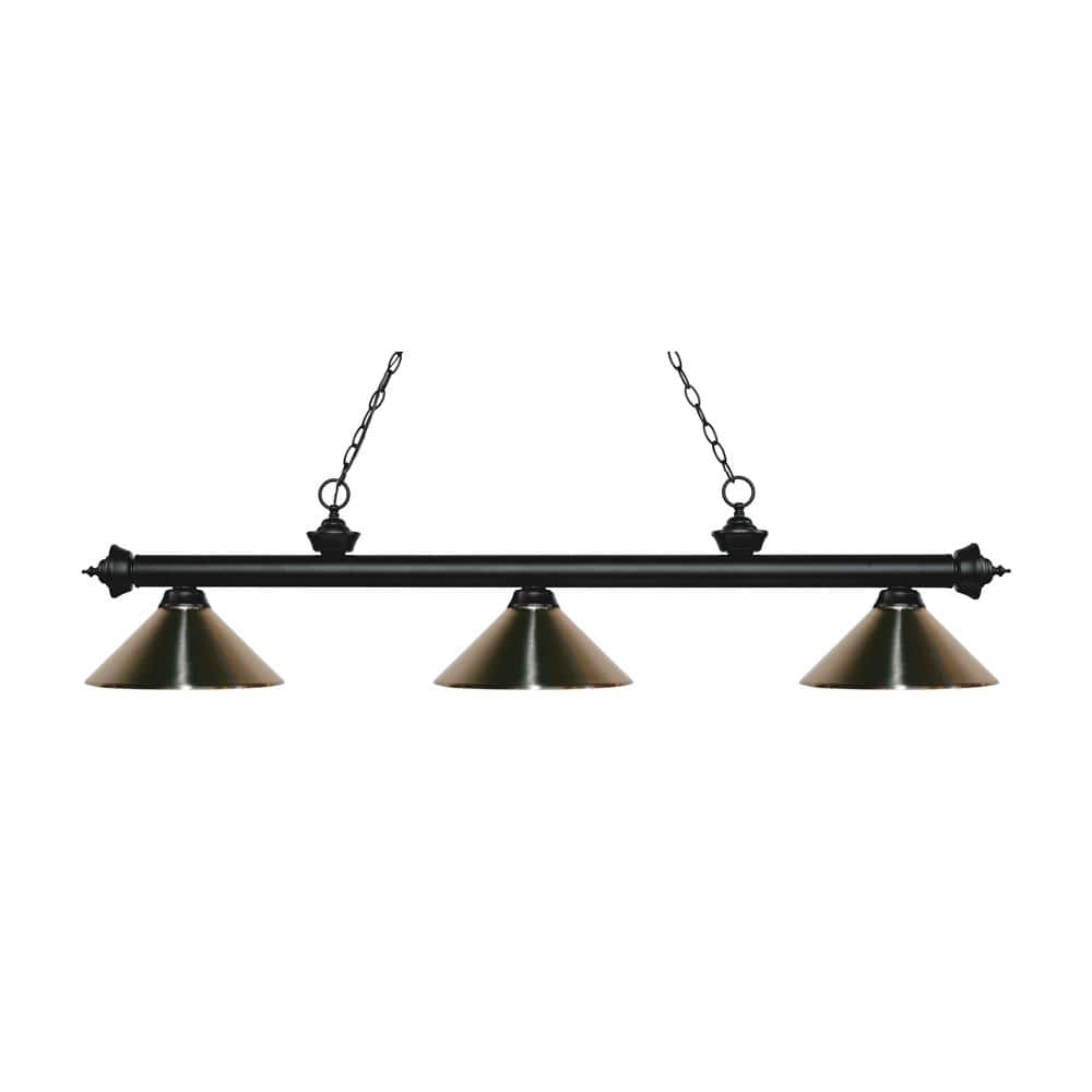 Riviera Matte Black 57'' Traditional 3-Light Island Chandelier