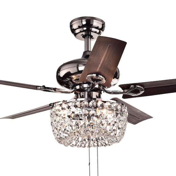 Warehouse of Tiffany Angel 43 in. Indoor Bronze 5-Blade Crystal Chandelier Ceiling Fan with Light Kit