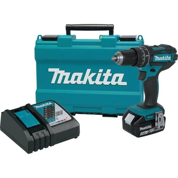 Makita 18-Volt LXT Lithium-Ion Cordless 1/2 in. Hammer Drill/Driver Kit with 3.0 Ah Battery, Rapid Charger and Hard Case