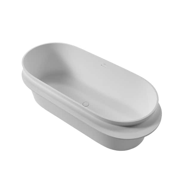 EPOWP 71 in. Acrylic Freestanding Flatbottom Soaking Bathtub in White