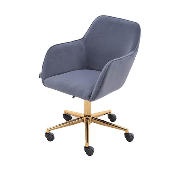 Clihome Gray Velvet Side Chair With, Office Side Chairs With Wheels