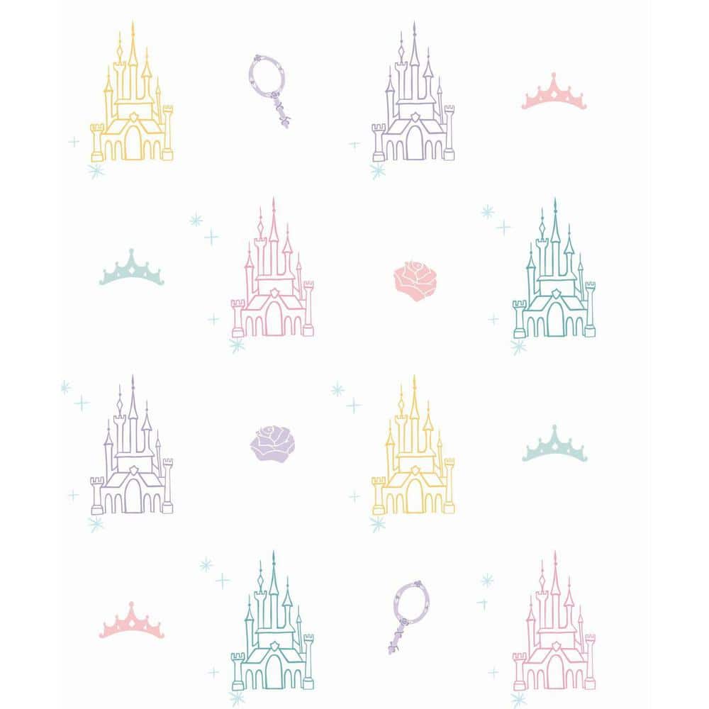 RoomMates Disney Princess Castle White and Purple Peel and Stick Wallpaper  (Covers  sq. ft.) RMK11780RL - The Home Depot