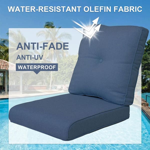 22 in. x 24 in. 4-Piece CushionGuard Outdoor Lounge Chair Deep Seat Replacement Cushion Set in Blue