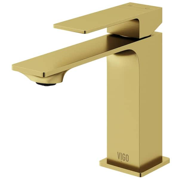 VIGO Dunn Single Handle Single-Hole Bathroom Faucet in Matte Brushed Gold