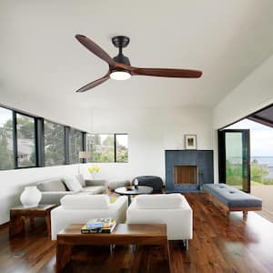 Farmhouse 52 in. Indoor Dark Brown Black Ceiling Fan with 3 Color Temperatures, Integrated LED with Remote Included