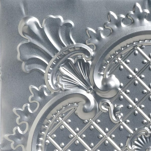 FROM PLAIN TO BEAUTIFUL IN HOURS Take Home Sample - Majestic Lacquered Steel 1 ft. x 1 ft. Decorative Tin Style Lay-in Ceiling Tile (1 sq. ft./case)