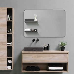 Tune 48 in. W x 32 in. H Rectangular Black Framed Wall Mount Bathroom Vanity Mirror