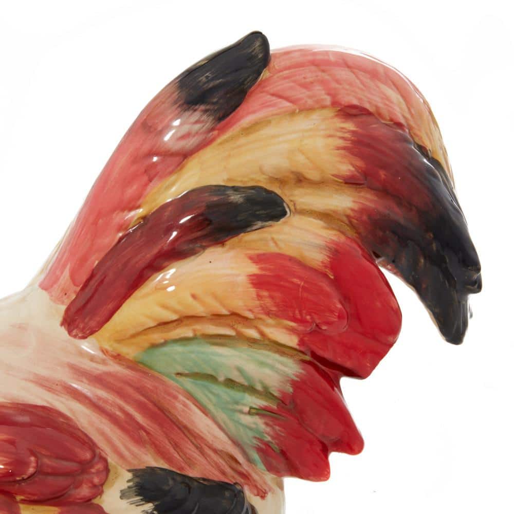 Multi-Colored Ceramic Rooster Garden Sculpture, 15" x 9"