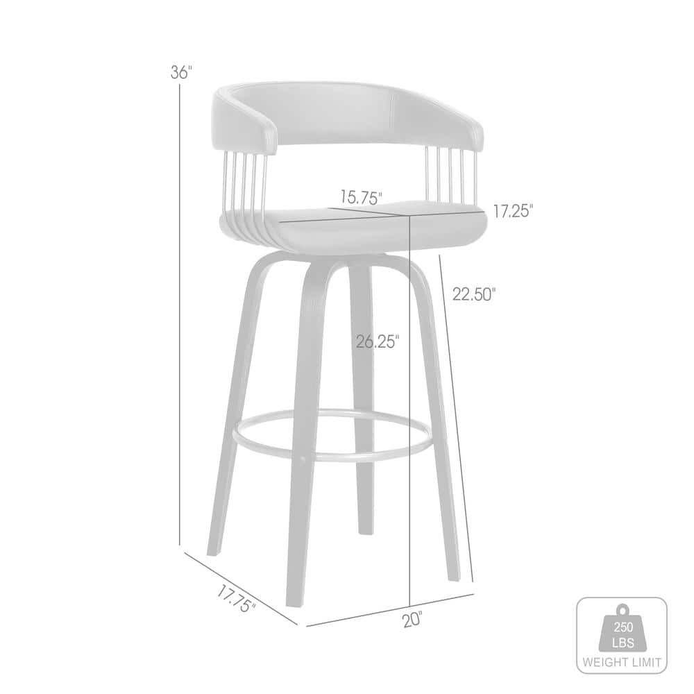 Topanga 26" Swivel Black Wood and Gray Faux Leather Counter Stool