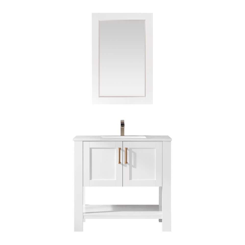 ROSWELL Grayson 36 in. Bath Vanity in White with Manufactured Stone