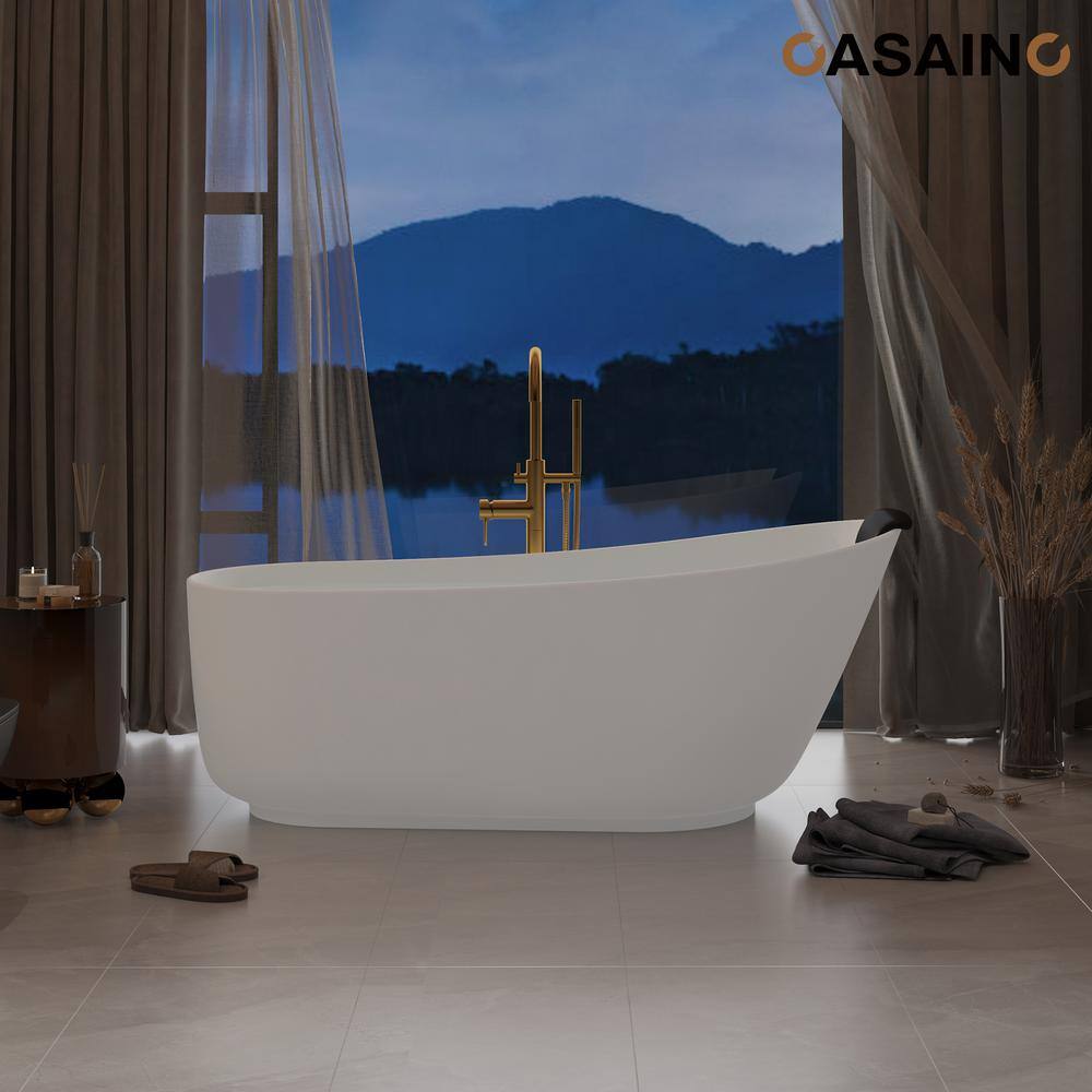66.9'' Matte White Solid Surface Freestanding Bathtub