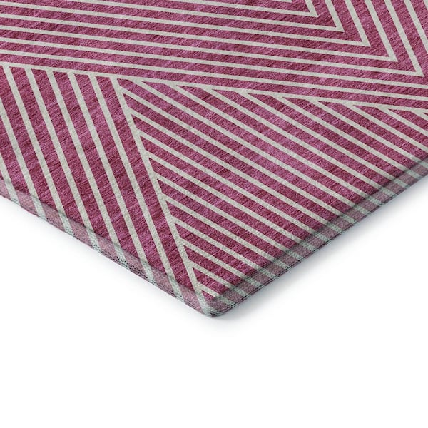 Mayfield Premium Machine Washable Abstract AMF937 Blush 3 ft. x 4 ft. Area Rug