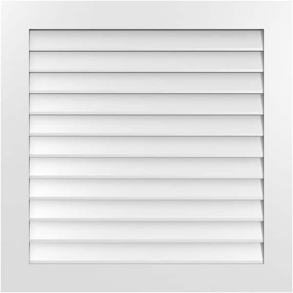 Ekena Millwork 36" x 36" Vertical Surface Mount PVC Gable Vent: Non-Functional with Standard Frame