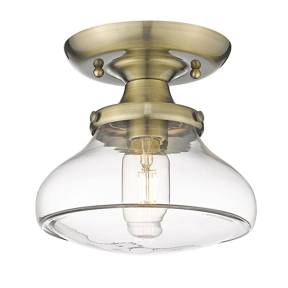 Nash Matte Black and Clear Glass Semi-Flush Mount Light