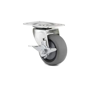 3 in. (76 mm) Gray Braking Swivel Plate Caster with 176 lb. Load Rating