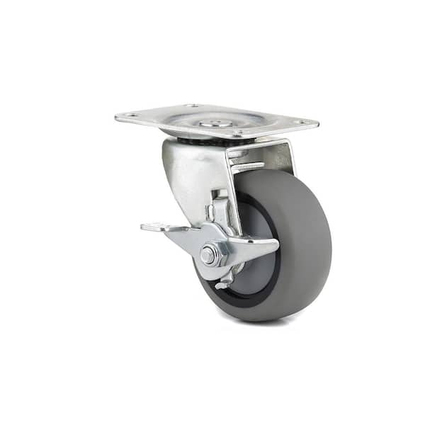 Richelieu Hardware 3 in. (76 mm) Gray Braking Swivel Plate Caster with 176 lb. Load Rating