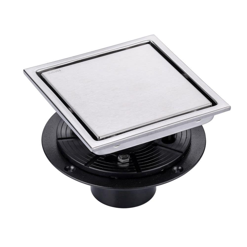 VEVETTA 6 in. x 6 in. Stainless Steel Square Tile-In Shower Drain in ...
