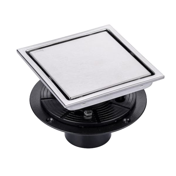 6 in. x 6 in. Stainless Steel Square Tile-In Shower Drain in Brushed Nickel