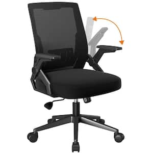 20 in. D Office Chair with Flip-up Armrests Foldable Mesh Task Chair Ergonomic Computer Desk Chair, Black