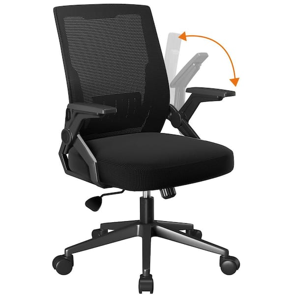 ComHoma 20 in. D Office Chair with Flip-up Armrests Foldable Mesh Task Chair Ergonomic Computer Desk Chair, Black