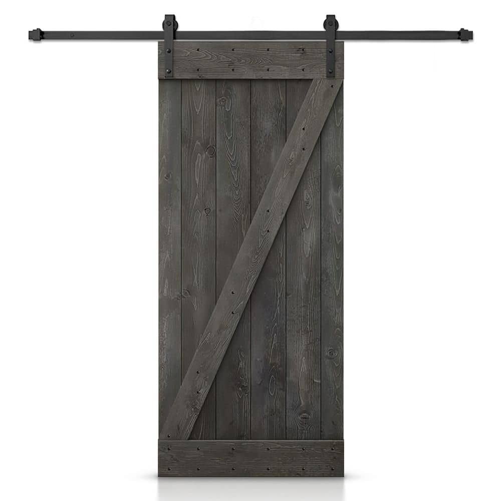 28 in. x 80 in. Z Series Carbon Gray Stained DIY Wood Interior Sliding Barn Door with Hardware Kit price history on PriceWatchPro
