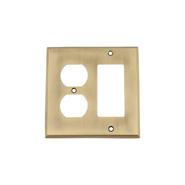 Nostalgic Warehouse Brass 2-Gang 1-Decorator/Rocker/1-Duplex Wall Plate (1-Pack)