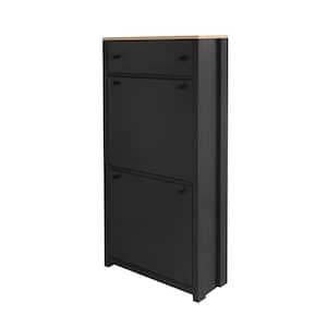 47.2 in. H x 47.2 in. W x 9.4 in. D Black Shoe Storage Cabinet with 4-Flip Drawers