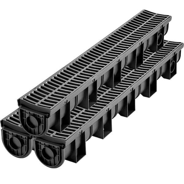 VEVOR Trench Drain System 39 in. L x 5.8 in. W x 5.2 in. D Channel ...