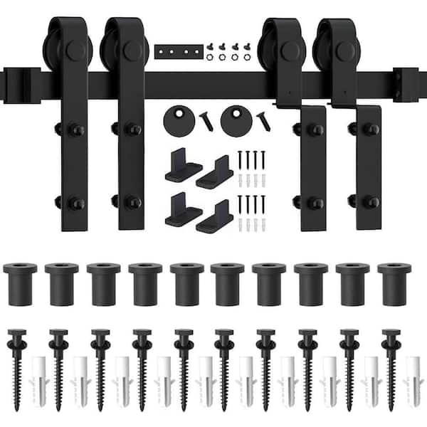 WINSOON 13 ft./156 in. Single Track Bypass Barn Door Hardware Double Doors Kit Heavy-Duty Sliding 1 Track Antique Roller