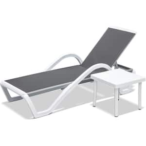 Aluminum Metal Patio Chaise Lounge Adjustable with Arm All Weather Pool Chairs for Outside, in-Pool, Lawn, Gray