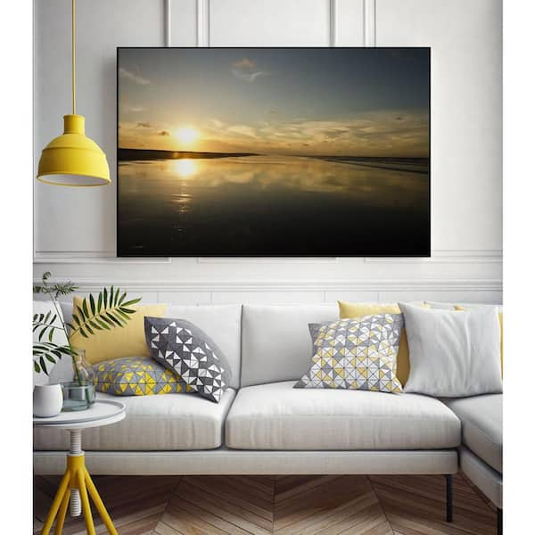 Sunset Walk by Daniel Stanford Framed Abstract Wall Art Print 40 in. x 30 in., Blue/ Yellow