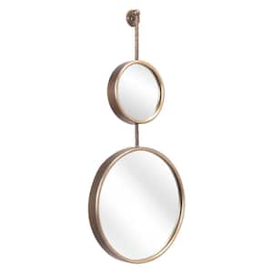 Mott 15.9 in. W x 35 in. H Round Steel Gold Modern Decorative Mirror