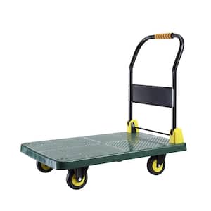 880 lbs. Capacity Portable Platform Hand Truck Collapsible Dolly Push Hand Cart for Loading and Storage in Green
