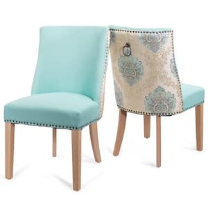 Parson Accent Versailles Light Blue Upholstered Dining Chair (Set of 2)