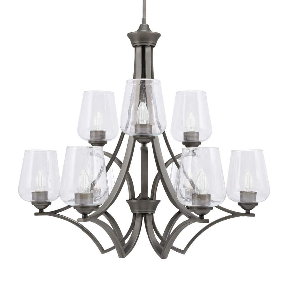 Clevelend 9-Light Graphite Chandelier, Round Chandelier with 5 in ...