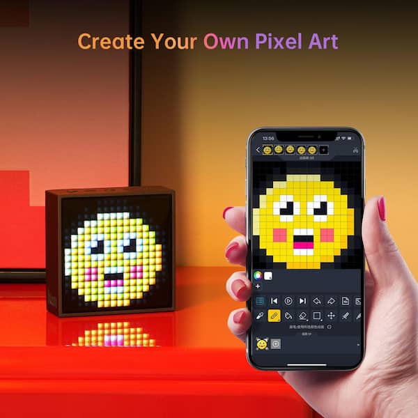 BIBIVIS Pixel Art Bluetooth Speaker with 16x16 LED Display APP