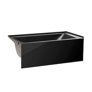 60 in. x 30 in. Acrylic Left Drain Rectangular Apron Front Non-Whirlpool Soaking Bathtub in Black