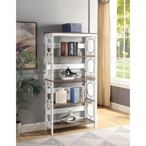 Convenience Concepts 59 75 In White, Convenience Concepts Oxford 5 Tier Bookcase With Drawer Driftwood White