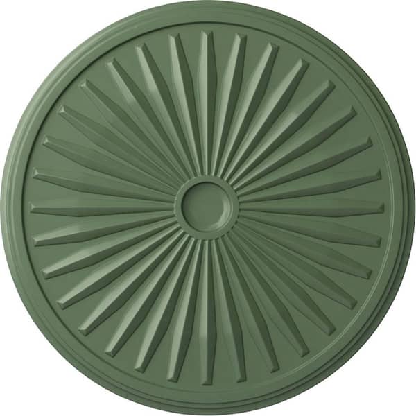 Ekena Millwork 1-3/8" x 33-1/8" x 33-1/8" Polyurethane Leandros Ceiling, Hand-Painted Athenian Green
