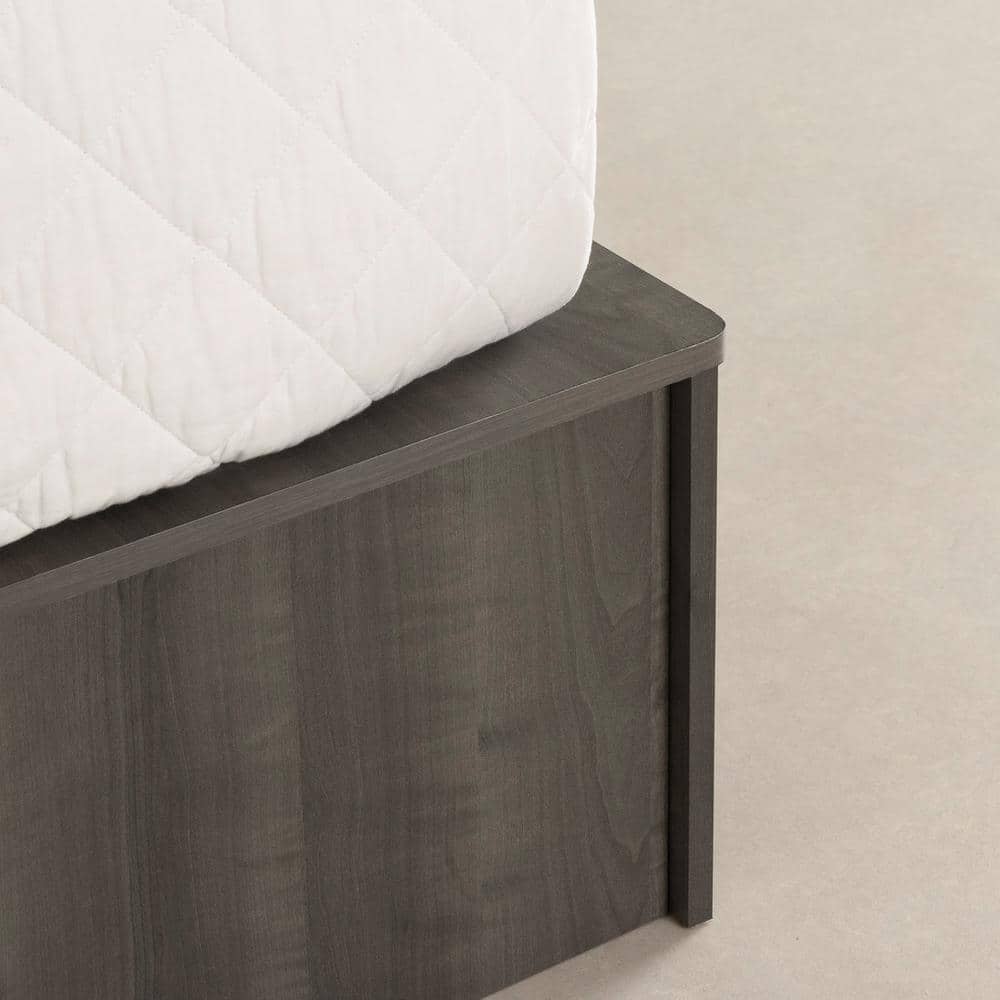 Gray Maple Queen Storage Bed with Wicker Baskets