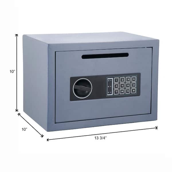 Unbranded - Depository Digital Safe - Electronic Lockbox with Keypad, 2 Manual Override Keys and Opening for Dropping Cash
